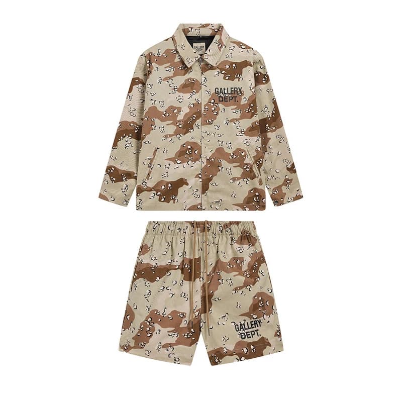 Set Giacca e Pantaloni Mimetici Desert Camouflage, Abbigliamento Sportivo Casual per Giovani, Tessuto Misto Cotone, Giacca con Zip a Maniche Lunghe
