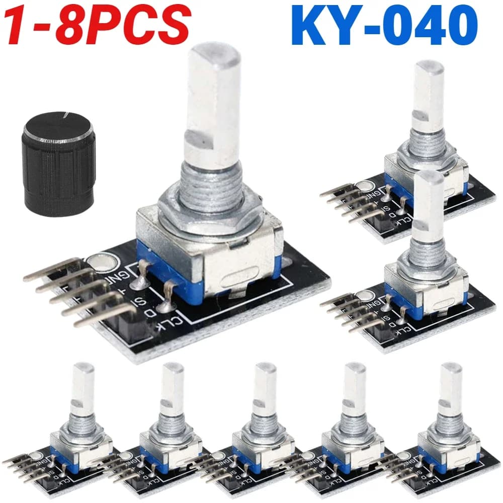 1-8 Pezzi Modulo Encoder Rotativo KY-040 a 360 Gradi con Cappuccio Manopola, Sensore Interruttore 5V, Scheda di Sviluppo per Arduino