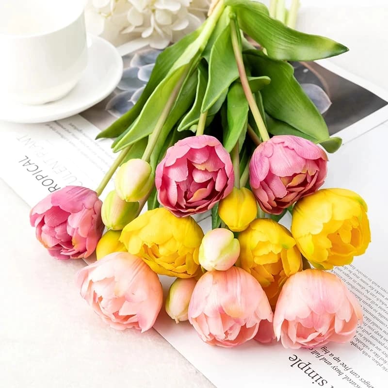 5pcs Silicone parrot tulip Bouquet artificial flowers decorative flowers for home luxury living room Deco Flores plant fake