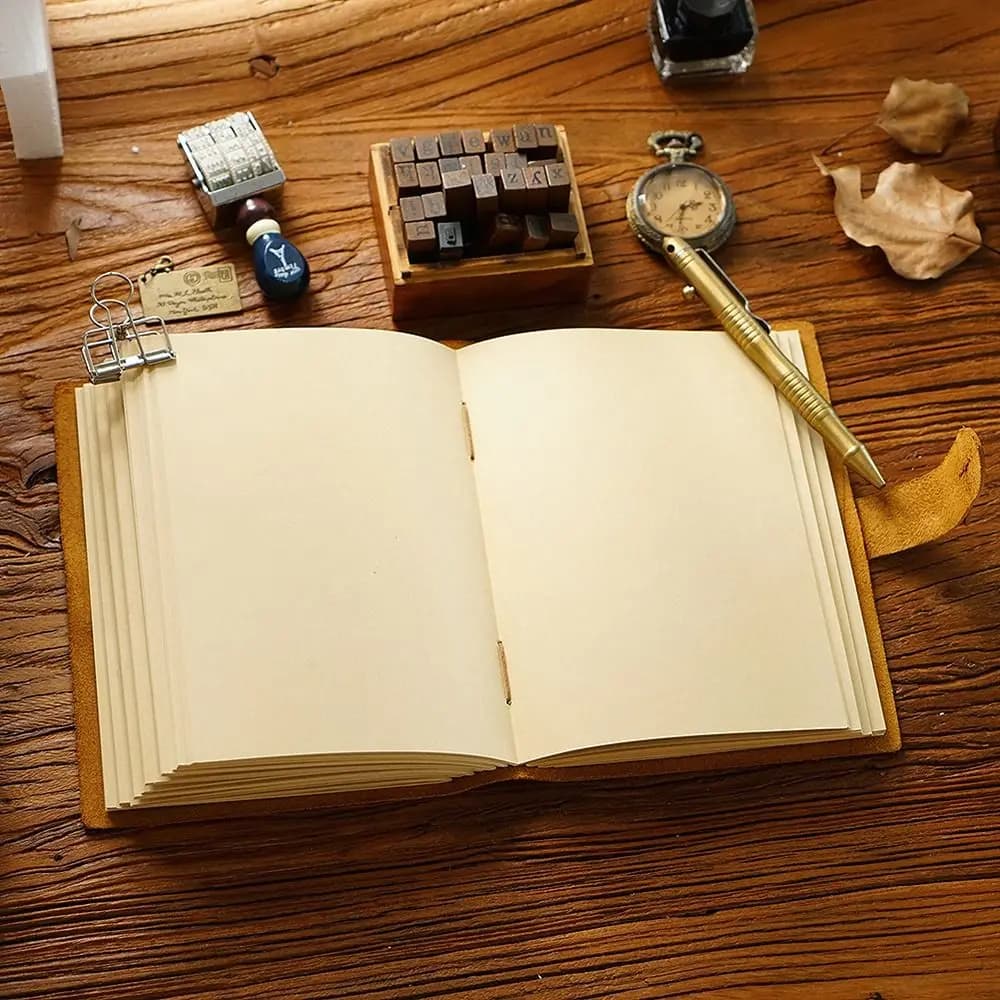 Vintage Leather Bound Journal Genuine Leather Cover Blank Pages Travel Sketchbook Unlined Handmade Sketch Notebook Gift