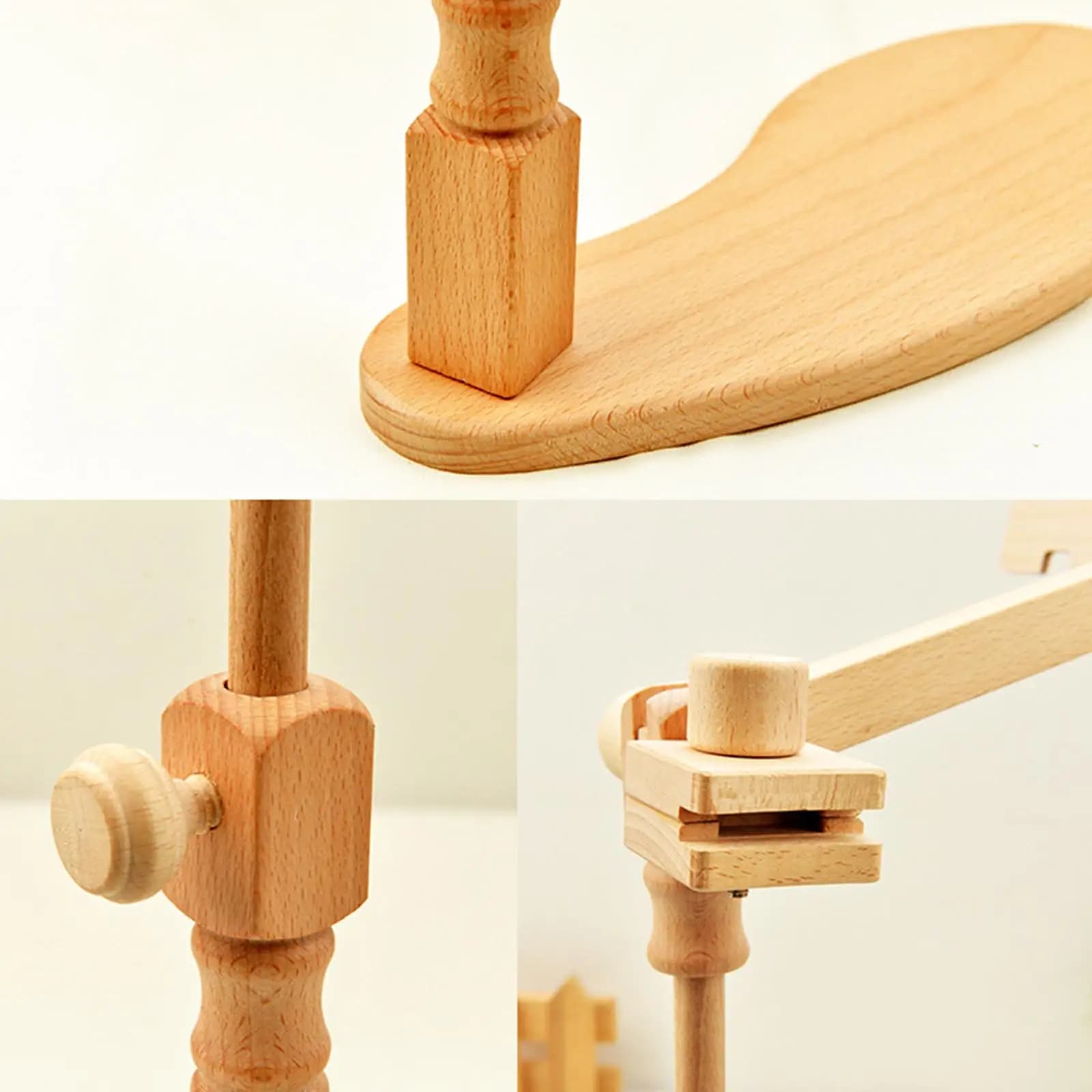 Wooden Cross Stitch Grid Embroidery Tower Stand Holder Frame