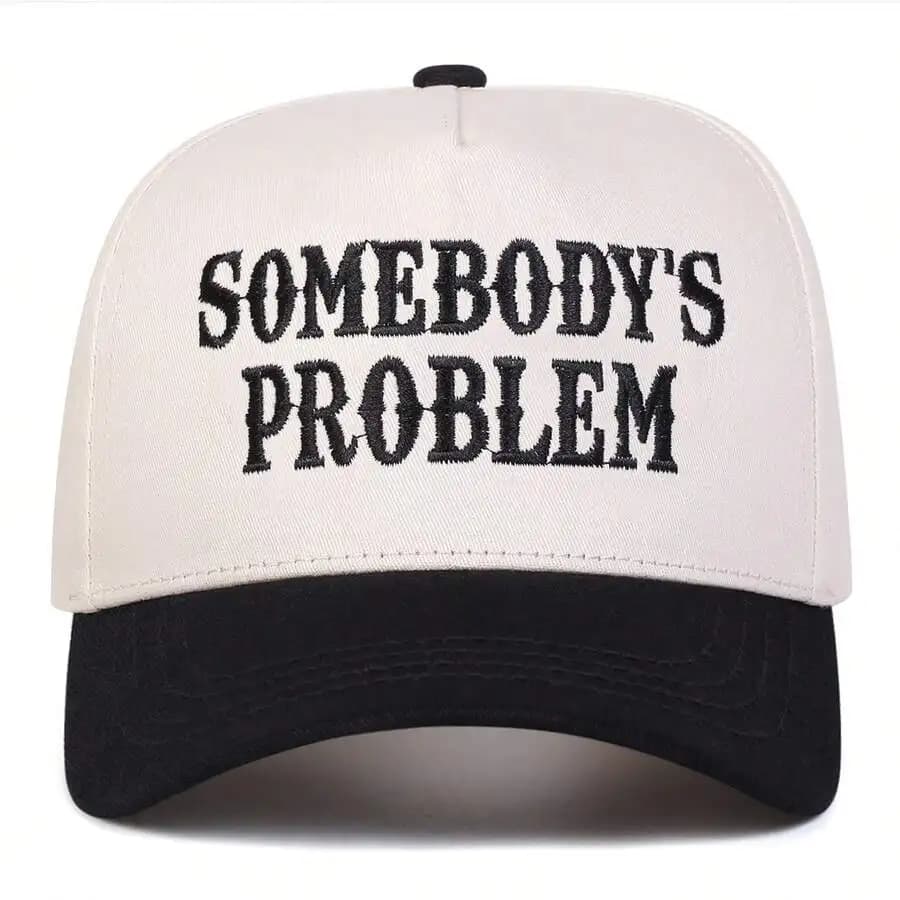 Somebodys Problem Embroidered Trucker Hat Casual Baseball Cap Streetwear Sun Protection Hat
