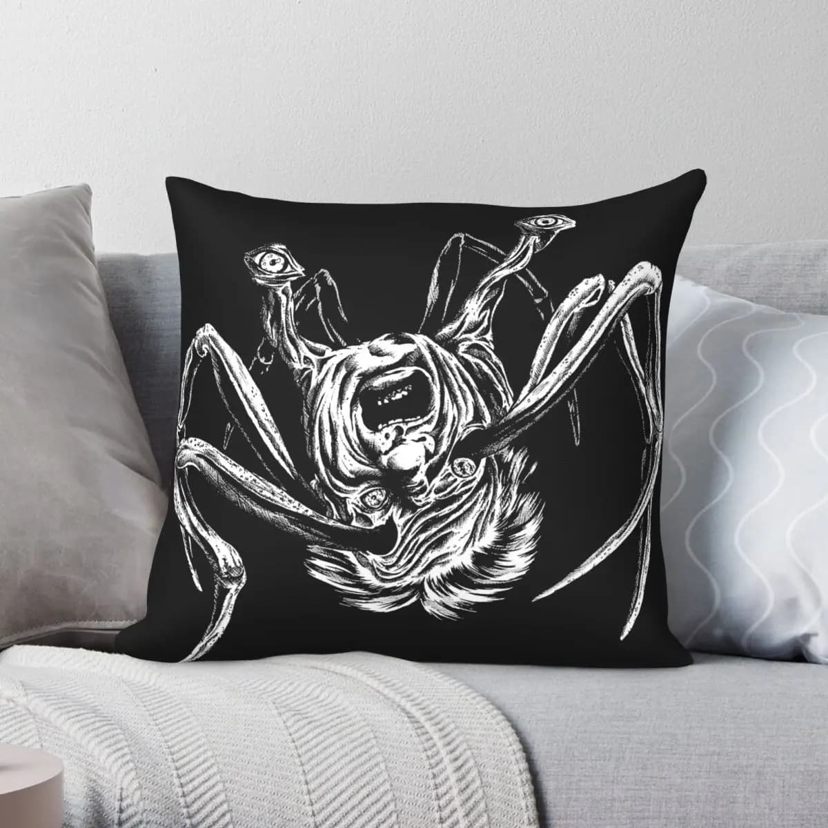 Federa per cuscino quadrata The Thing Spider Head in poliestere, lino, velluto, con cerniera, decorativa, per divano, 18 pollici