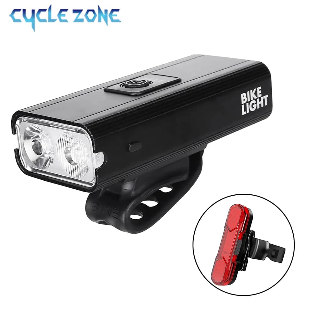 Bike Light Set Front Light with Taillight USB Rechargeable Flashlight 6 Modes Bicycle Accessories for Bicycle Road MTB