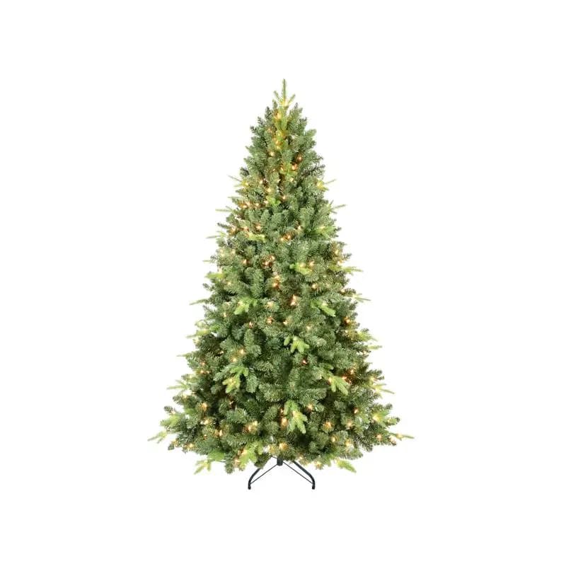 Albero di Natale verde artificiale da 5 piedi con punte in PE/PVC 967, 300 LED bianco caldo, base pieghevole premium incernierata per le vacanze al chiuso