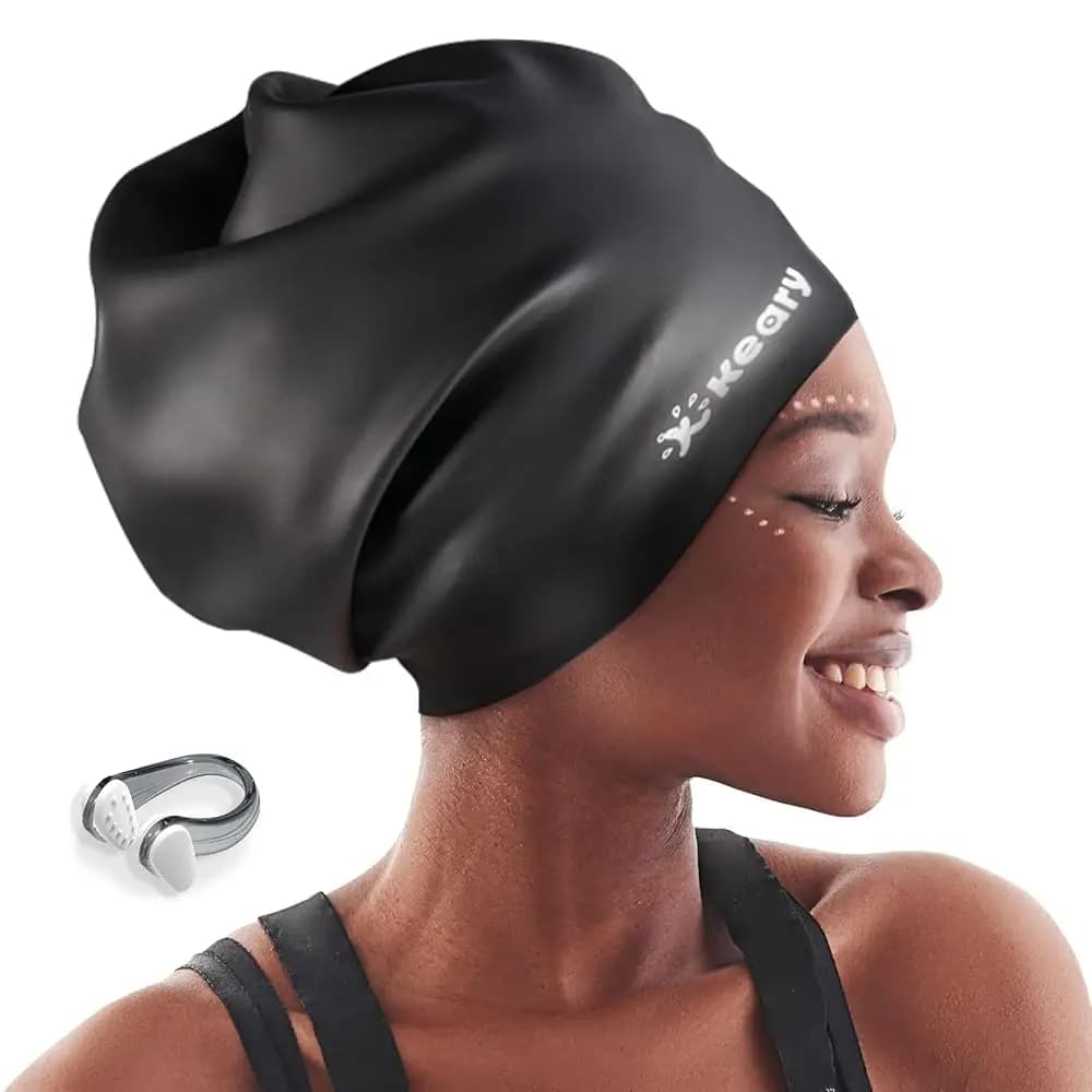 Cuffia da Nuoto Extra Large per Trecce, Dreadlock, Extension e Capelli Lunghi, Copertura Impermeabile in Silicone per Orecchie, Bagno, Piscina, Doccia