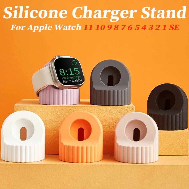 Supporto di Ricarica in Silicone Morbido per Apple Watch S11 10 9 8 7 6 5 4 3 2 1 SE, Stazione di Ricarica da Scrivania, Accessori