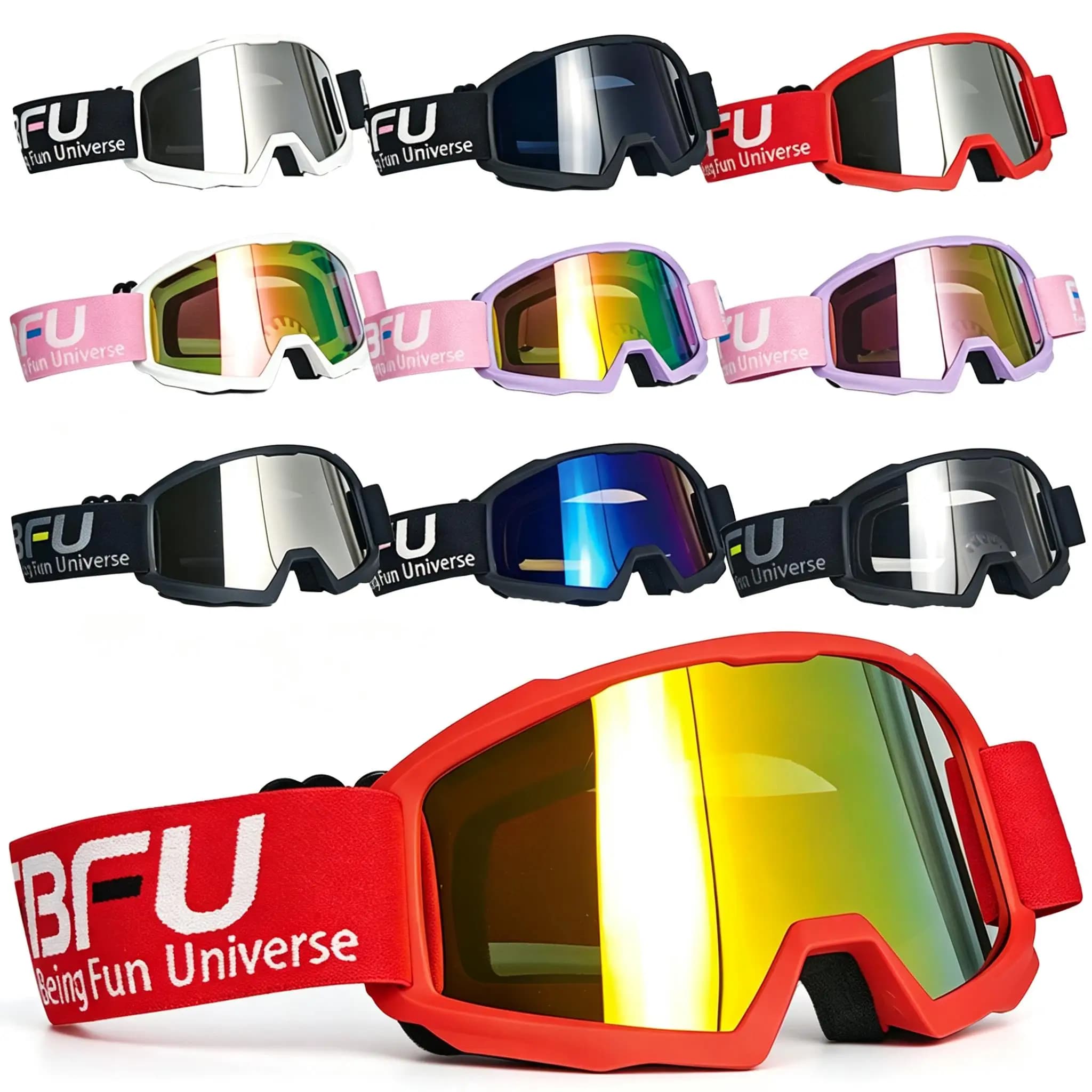 Outdoor Protective Goggles with Thickened Sponge, Adjustable Strap for Ski Snowmobile Off-Road Trail Riding Enthusiasts