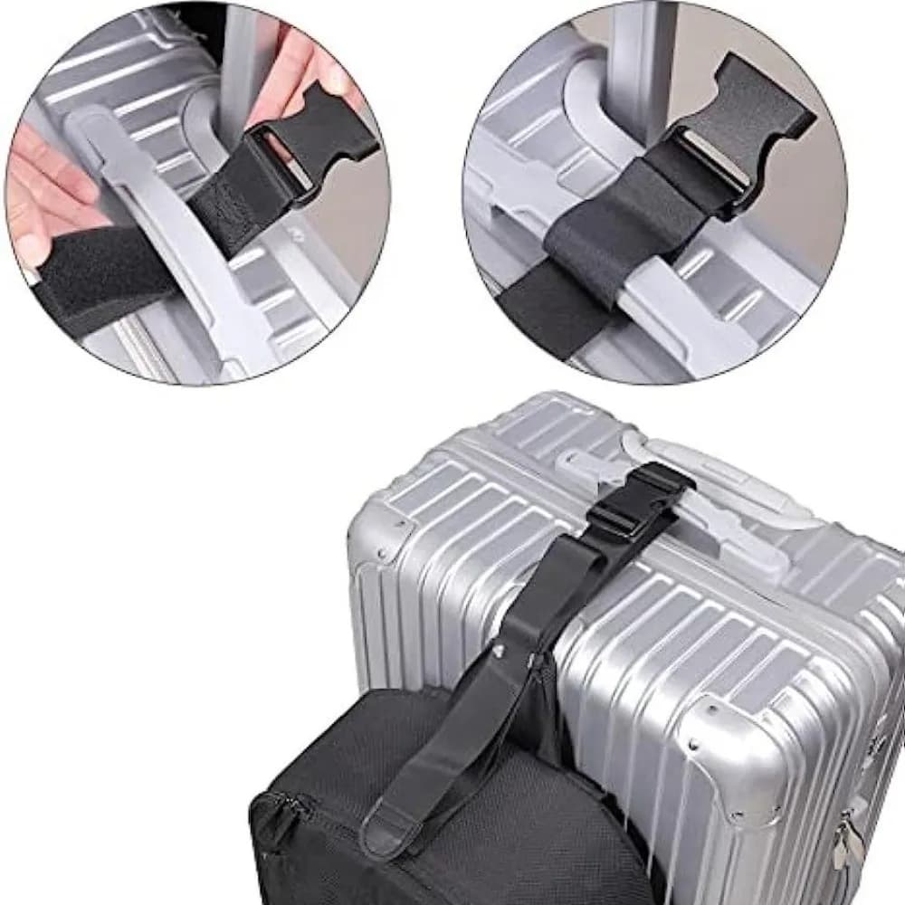 1pc Elastic Telescopic Travel Luggage Strap Adjustable Cam Buckle Suitcase Fixed Belt Durable Nylon Travel Bag Belt Family Trip