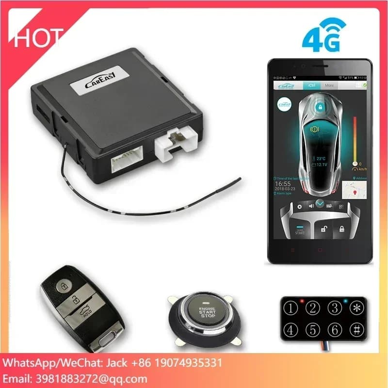 4G GPS/GSM Car Alarm PKE Keyless Push Button Start Stop System with Alarm Triggers By Shock Sensor/doors/trunk/ignition