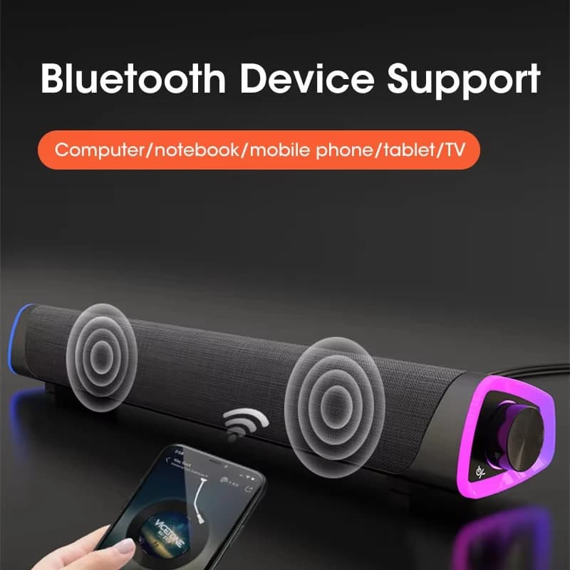 Bluetooth speaker with sound bar, wired stereo subwoofer for Macbook, laptop, notebook, PC, music player, portable speaker