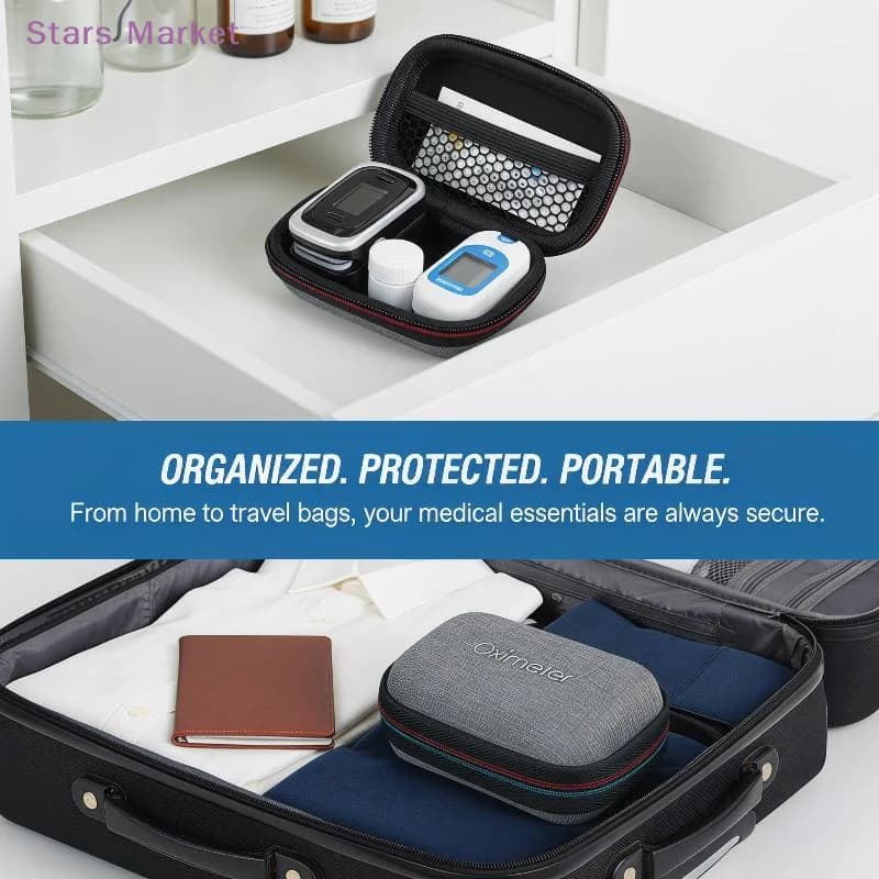 New Reinforced Oximeter Organizer EVA Storage Box For Fingertip Pulse Deluxe Blood Oxygen Saturation Zipper Monitors Home Case
