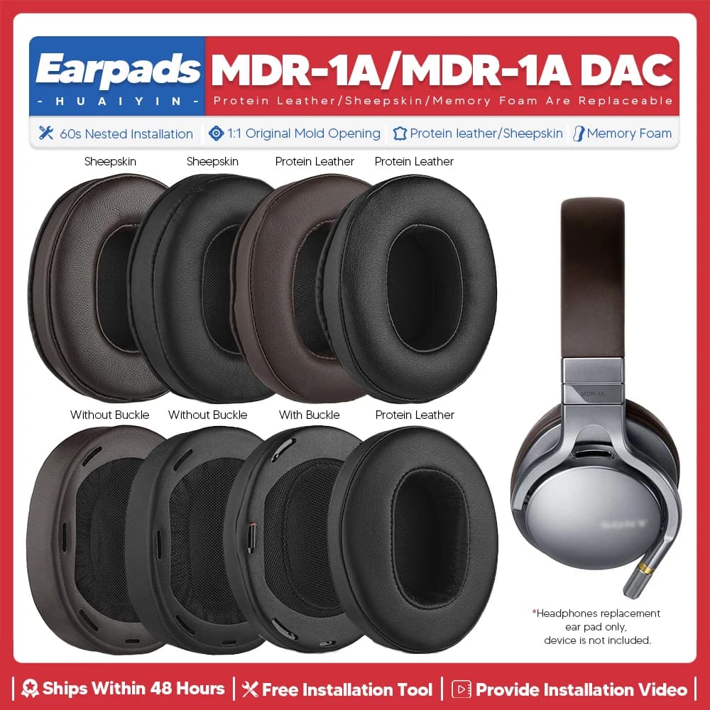 Cuscinetti auricolari di ricambio per Sony MDR 1A MDR 1ADAC accessori per cuffie auricolari cuffie cuscino per l'orecchio parti di riparazione Memory Foam