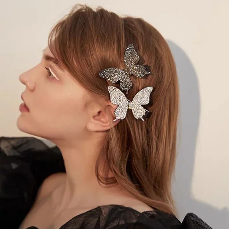 Fermagli per capelli con diamanti Flash a farfalla grande Clip laterale con frangia Clip posteriore della testa accessori per capelli donna Clip superiore semplice copricapo