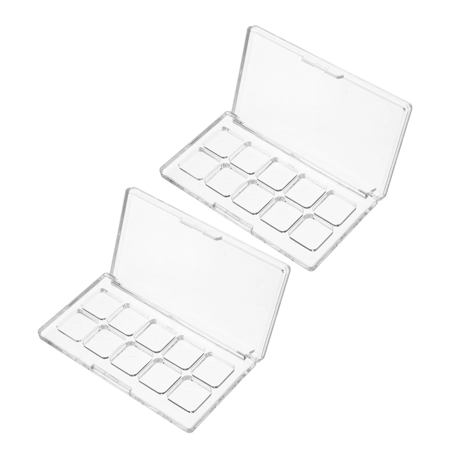 2 Transparent Umbrella Containers, Empty Make-up Palettes, Compact Portable Organizer for Lipstick and Blush, Storage Box and Transfer