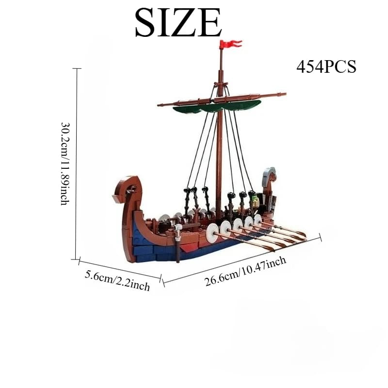 Kit di costruzione di navi lunghe vichinghe da 454 pezzi - Modello di nave storica per adolescenti e adulti, regalo fai da te compatibile con MOC con guida