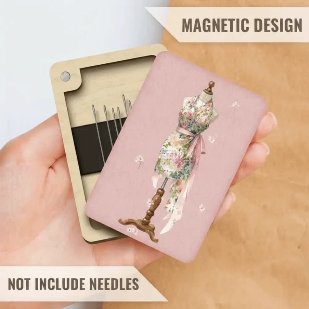 Scatola Magnetica in Legno per Aghi, Colore Curcuma, Costruzione Durevole, Design Portatile
