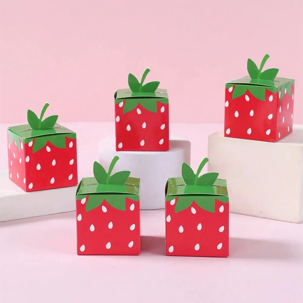 10 pezzi di frutta dolce fragola tema biscotto di carta scatola di caramelle scatole di imballaggio regalo per bambini compleanno baby shower decorazioni per feste di nozze