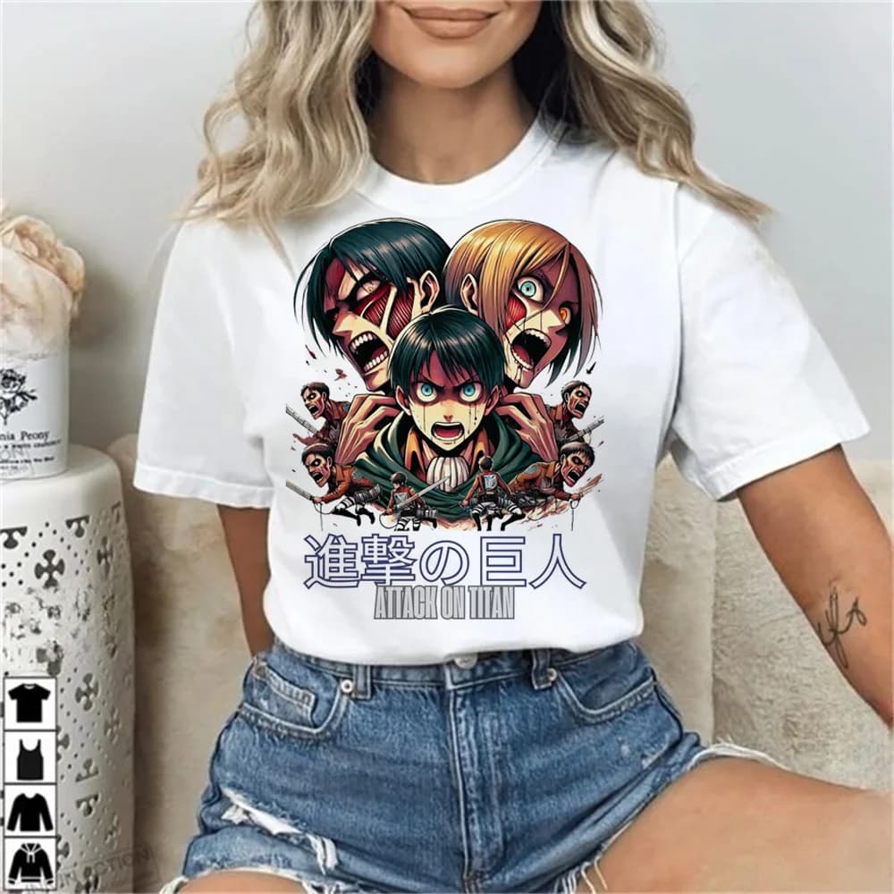 Attack on Titan tshirt female streetwear University harajuku hip hop Pop Culture tshirt graphic korean clothes anime women