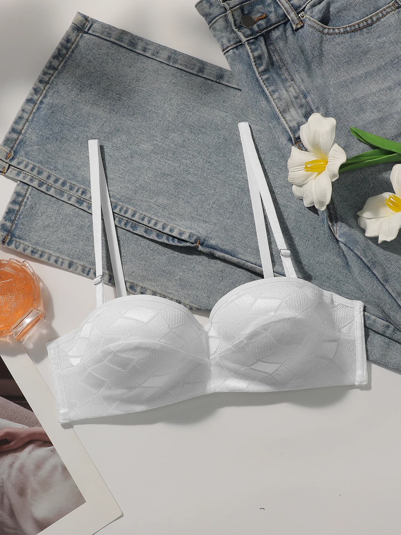 Reggiseno sexy in pizzo da donna con bordi in acciaio, spalline push-up regolabili, intimo aderente MR2975