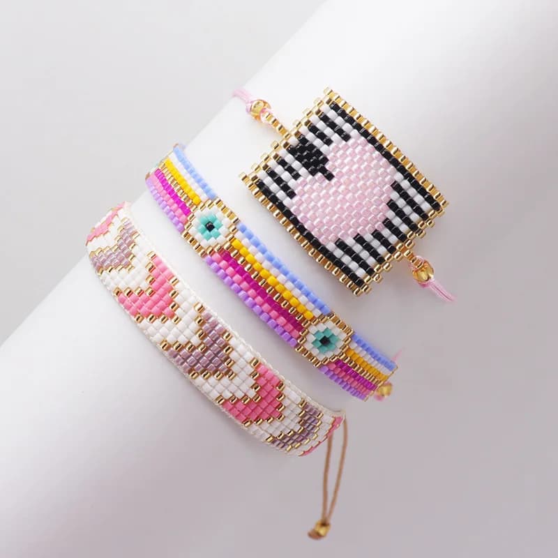Nuovo braccialetto Bohemian Sweet Love Tag Miyuki braccialetto con perline di riso geometriche con freccia intrecciata a mano