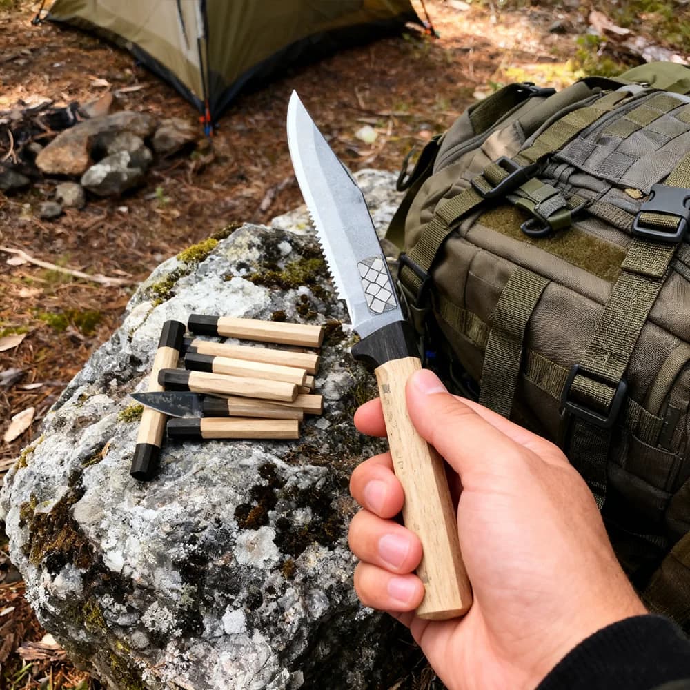 Manico ottagonale in faggio e ebano - 1 coltello da cucina damasco semilavorato fai da te vuoto