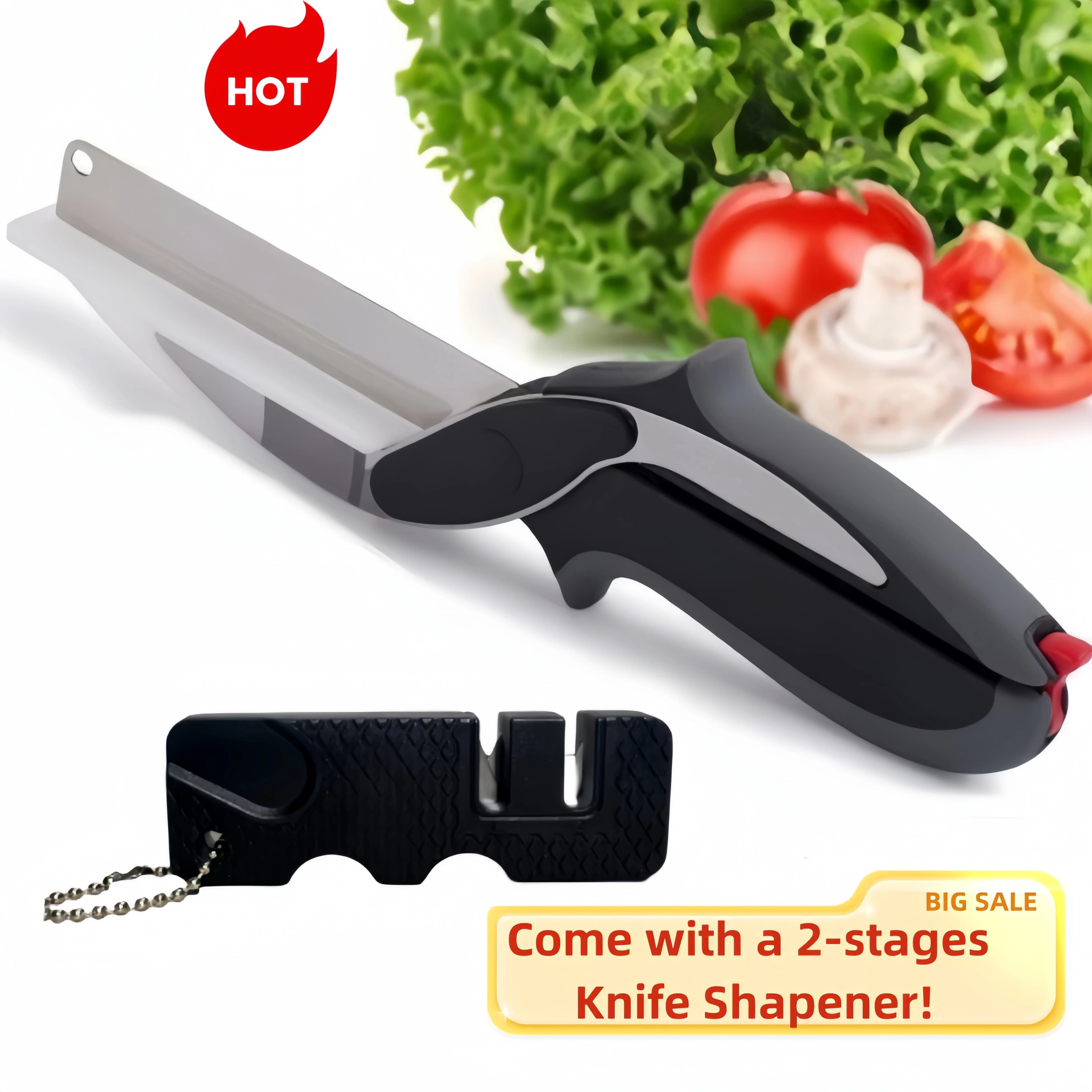 Premium Kitchen Scissors Multifunction with Knife Sharpener Easy Vegetable Cutter Separable Chop Scissors for Cutting Board