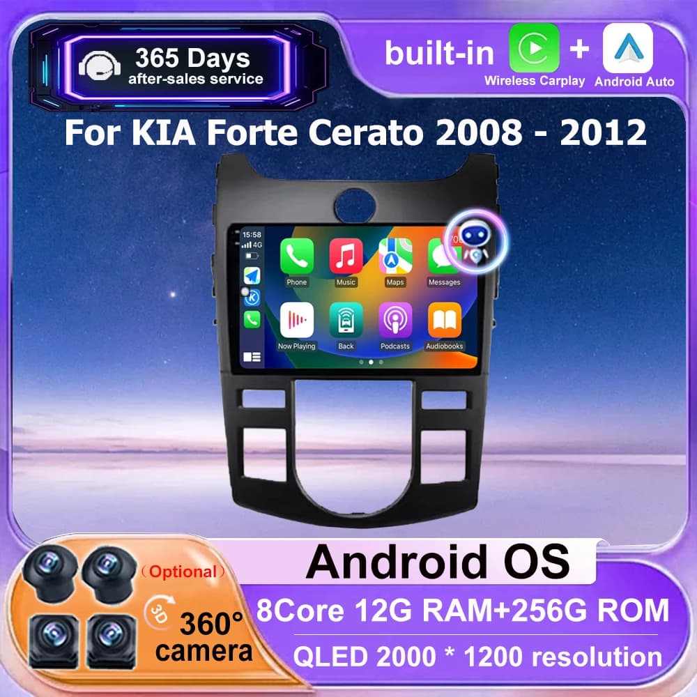Wireless Carplay Per KIA Forte Cerato 2008 - 2012 Android Auto Navigazione GPS Autoradio Lettore Video Multimediale 360 Macchina Fotografica DSP
