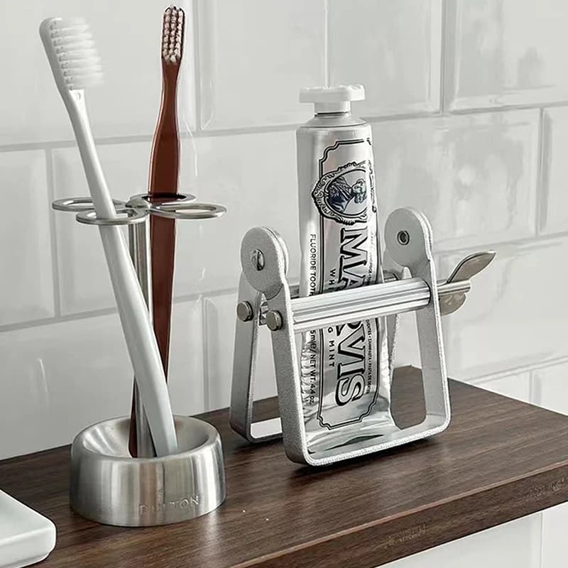 Portaspazzolino in Acciaio Inossidabile, Organizzatore per la Casa, Porta Spazzolini da Cucina e Bagno, Accessori, Spremitubo Automatico