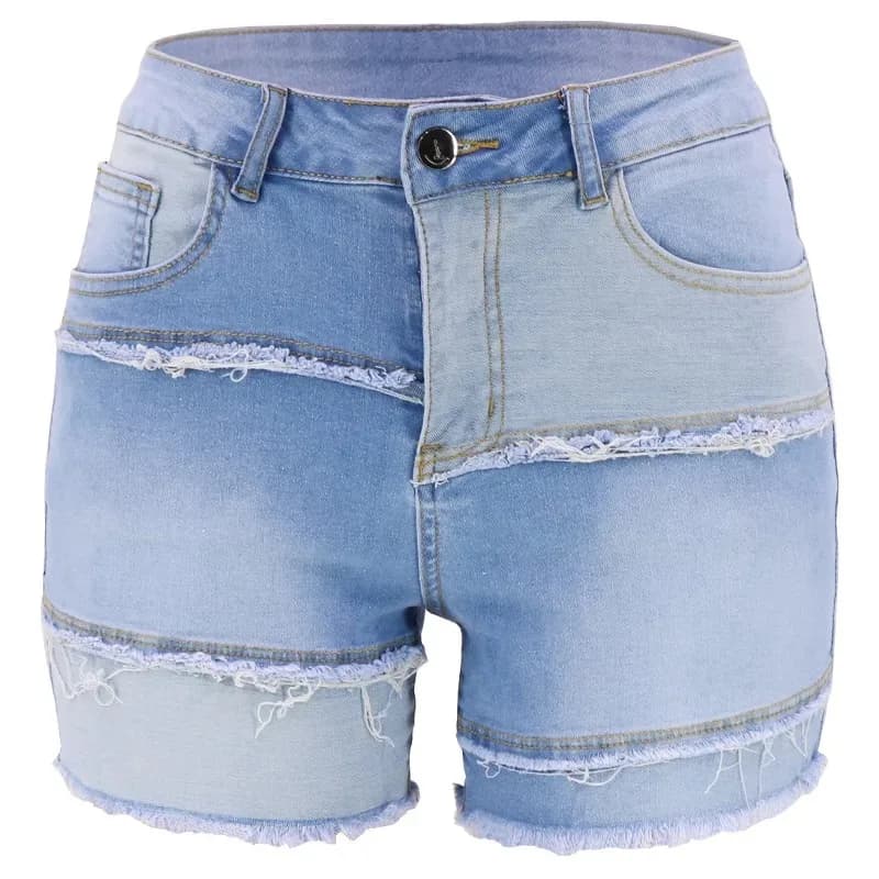Shorts in denim washed European and American street fashion style. Jeans Courts Casual Women's Springs at High Life with Cuciture Bianche "Grind White"