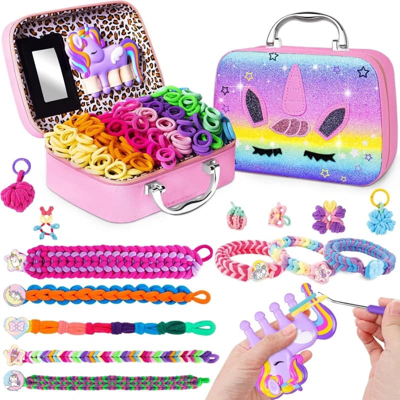 DIY Weaving Loom Kit Handmade Bracelet Making Tool with Elastic Ropes Focus Training Creative Friendship Bracelet Gift Set