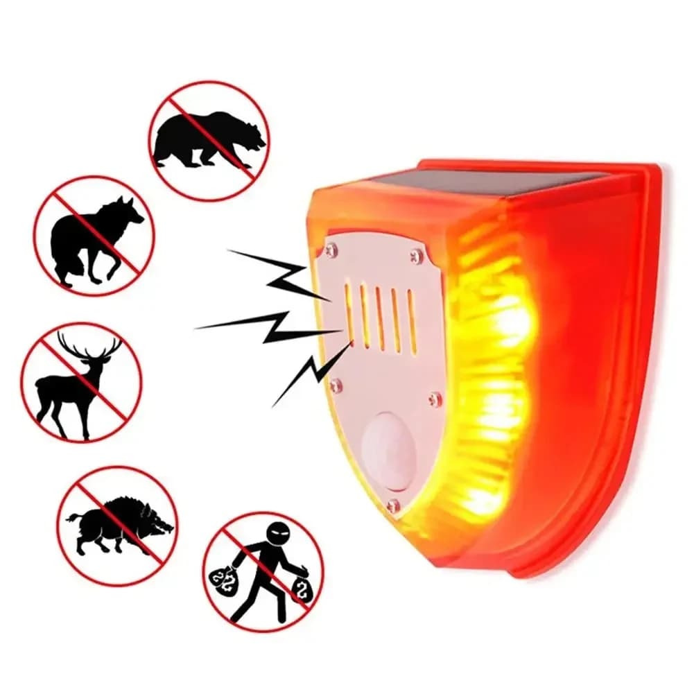 Outdoor Solar Motion Sensor Security Siren Alarm 3 Modes Animal Repeller Dog Wild Boar Repeller For Villa Farm Yard Garden