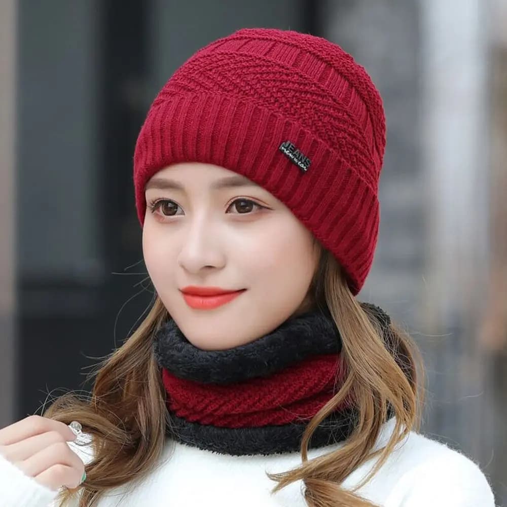Berretto invernale sciarpa cappello lavorato a maglia in pile termico morbido caldo passamontagna in lana scaldacollo sciarpa Cap