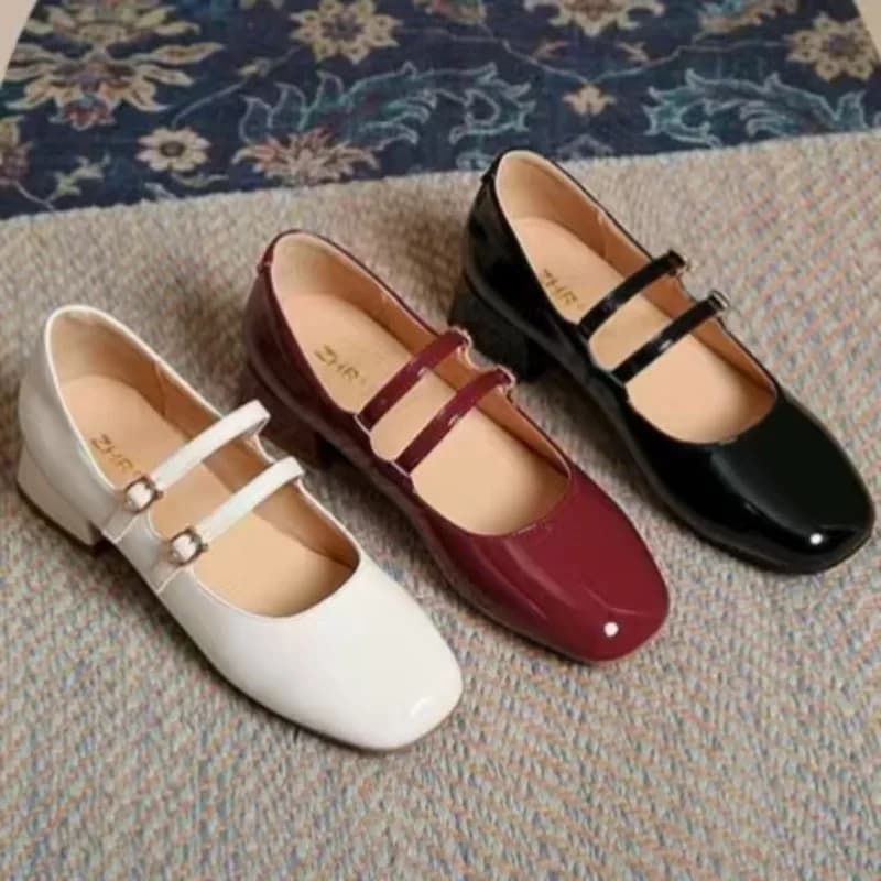 Mocassini da donna in pelle verniciata rossa da 3 cm Scarpe formali nere alla moda Scarpe comode da donna con suola spessa Versatili