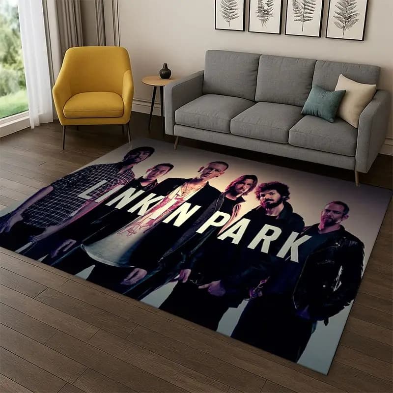 Retro L-Linkin Park Rock Band Carpet Rug for Playroom Bedroom Living Room Sofa Home Decor,kid Game Area Rug Non-slip Floor Mat
