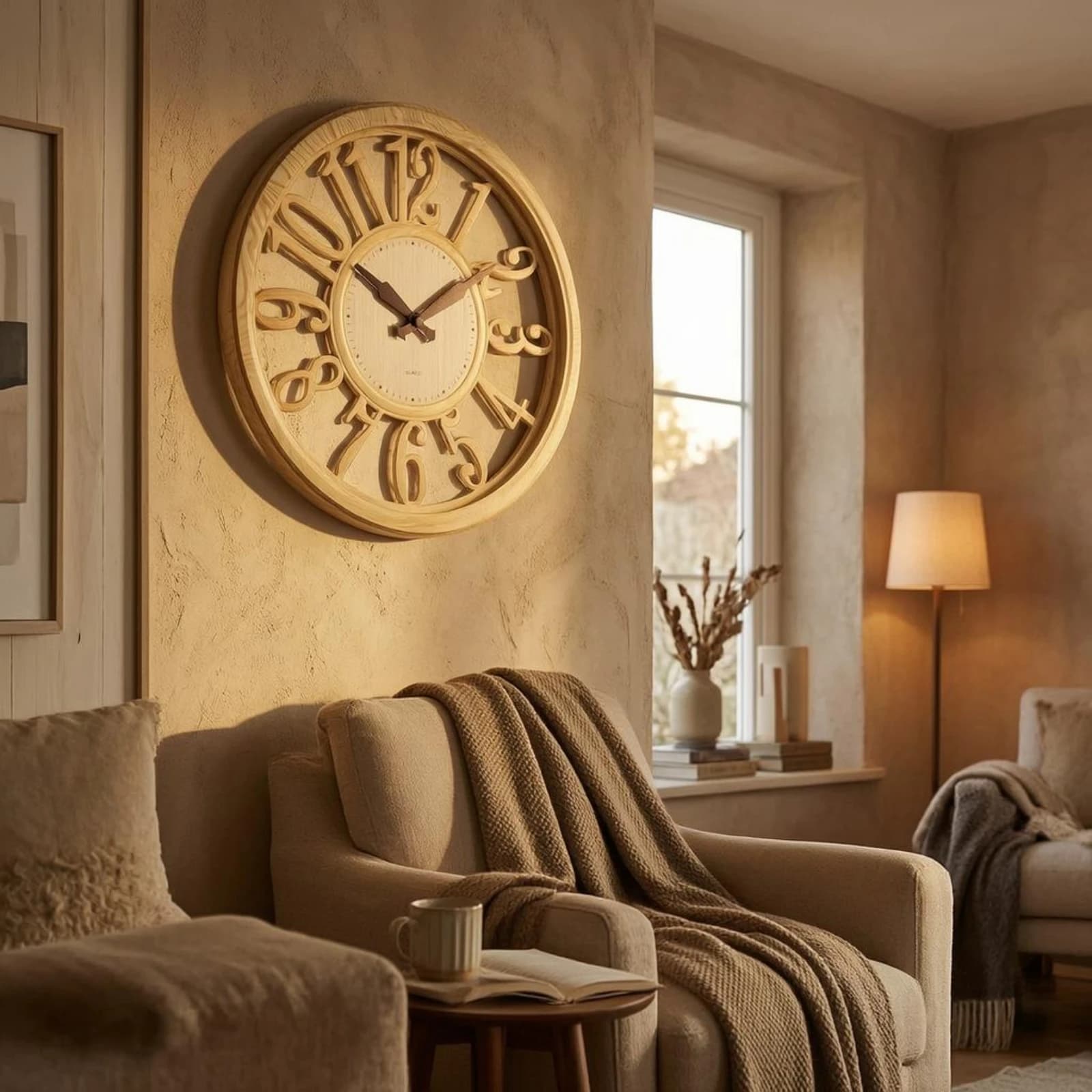 12 Inch Wall Clock Hollow-out Round Wall Clock Home Decor Easy to Read Decorative