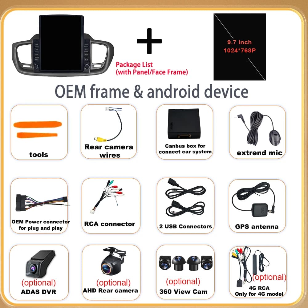 Car Radio 9.7inch Android 16 Auto For Kia Sorento 3 2014 2015 2016 2017 Carplay BT Wifi Video Multimedia Player GPS Navigation