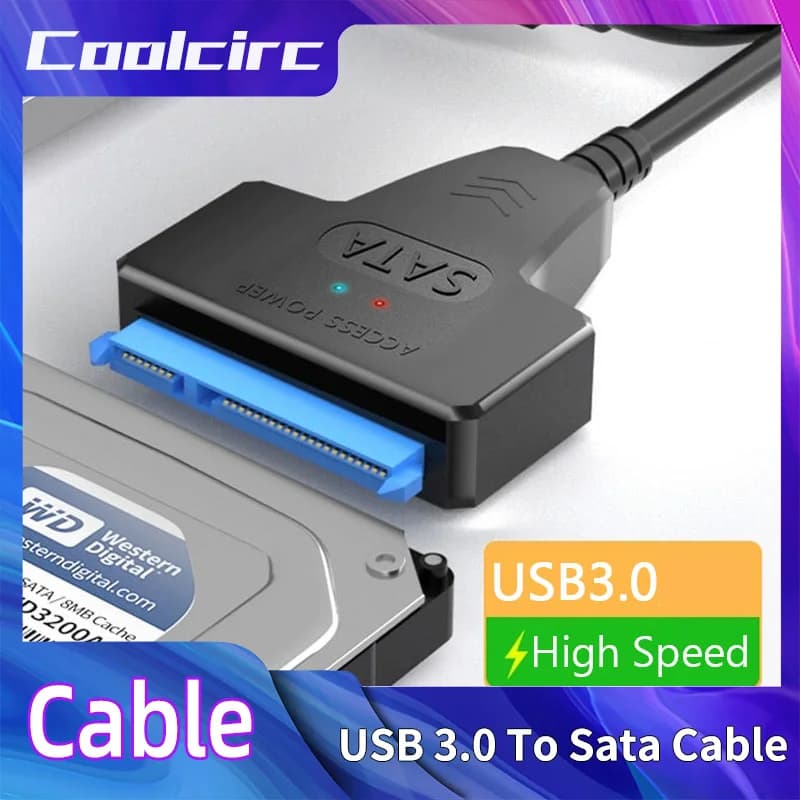 Cavo Coolcirc SATA a USB 3.0 Fino a 6 Gbps per disco rigido SSD HDD esterno da 2,5 pollici Adattatore SATA Cavo da USB 3.0 a SATA III