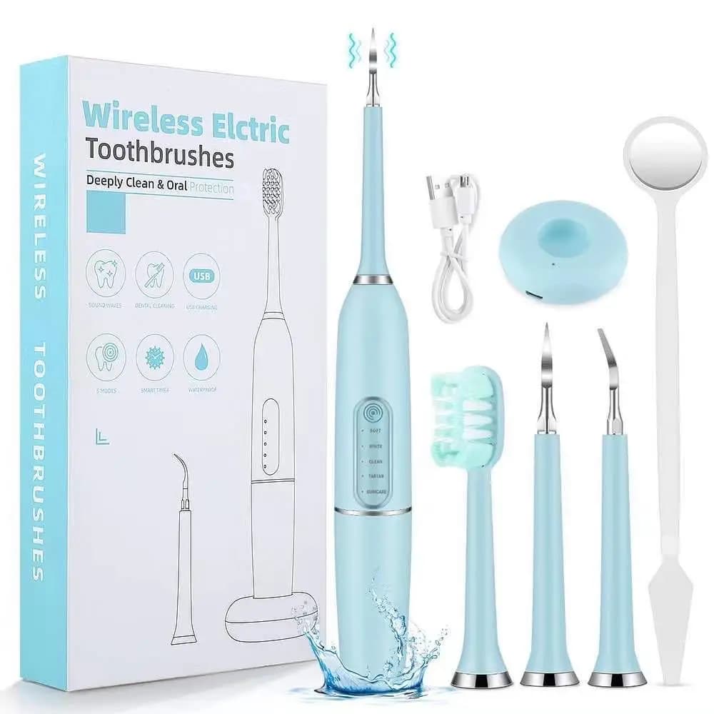 Sonic electric toothbrush with spare head for cleaning, USB wireless charging, vibration dental cleaner for adults and children