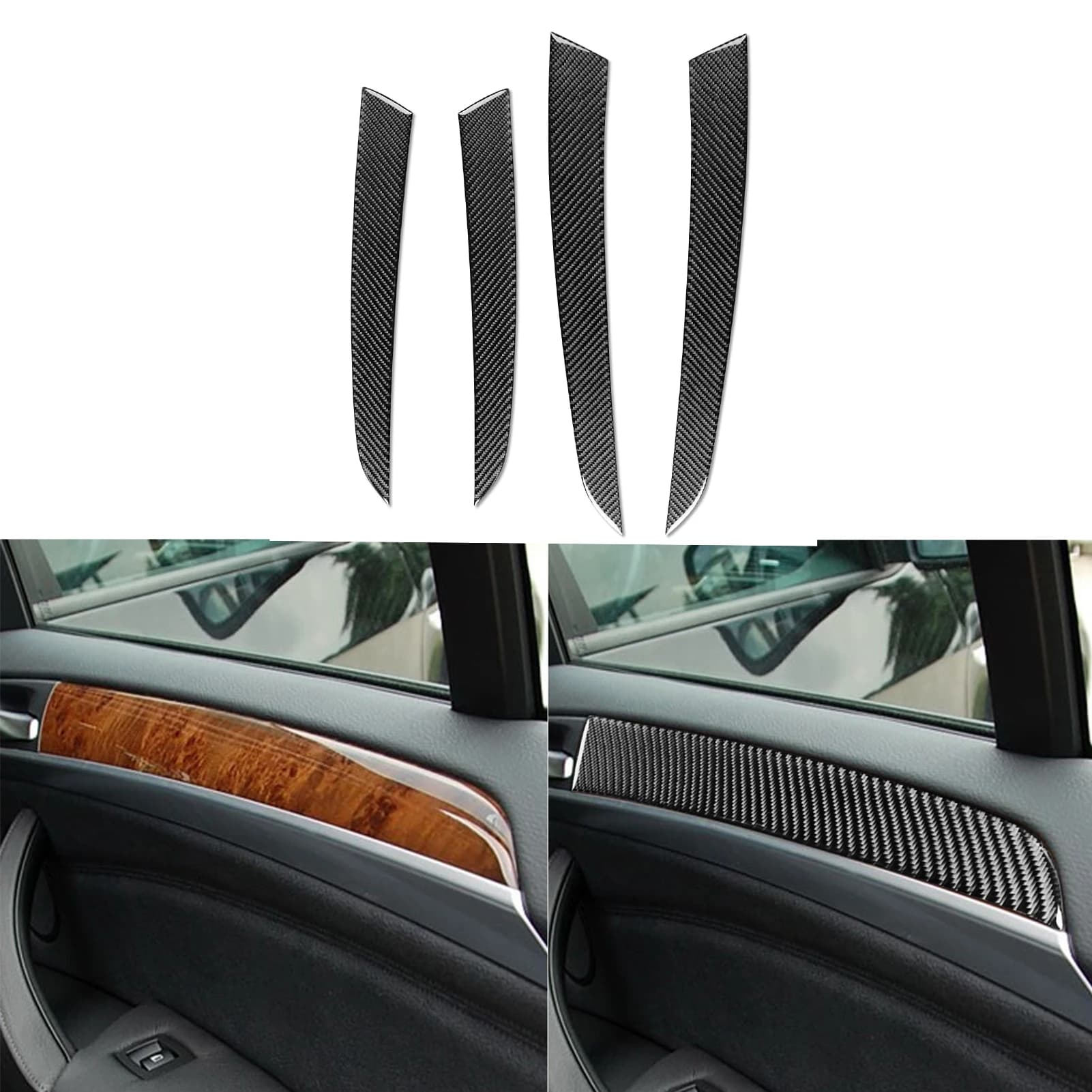 Per BMW X5 E70 2006-2013 Refit accessori per auto in fibra di carbonio auto 4 pezzi pannello porta decorazione strisce adesivo con venature del legno