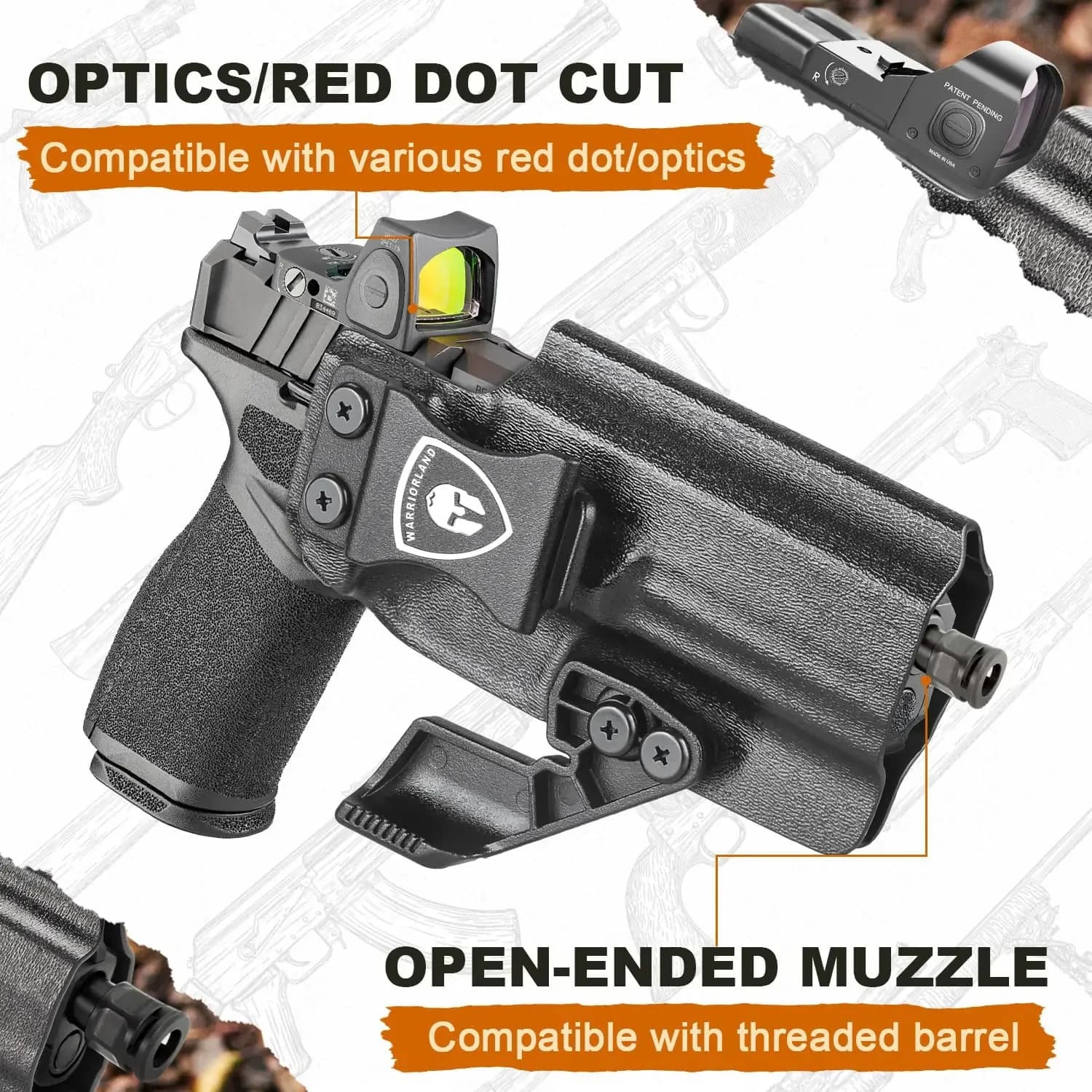 Only for Springfield Armory Echelon gun, IWB Kydex mesh with optical claw cut, hidden inner belt, red point, right hand