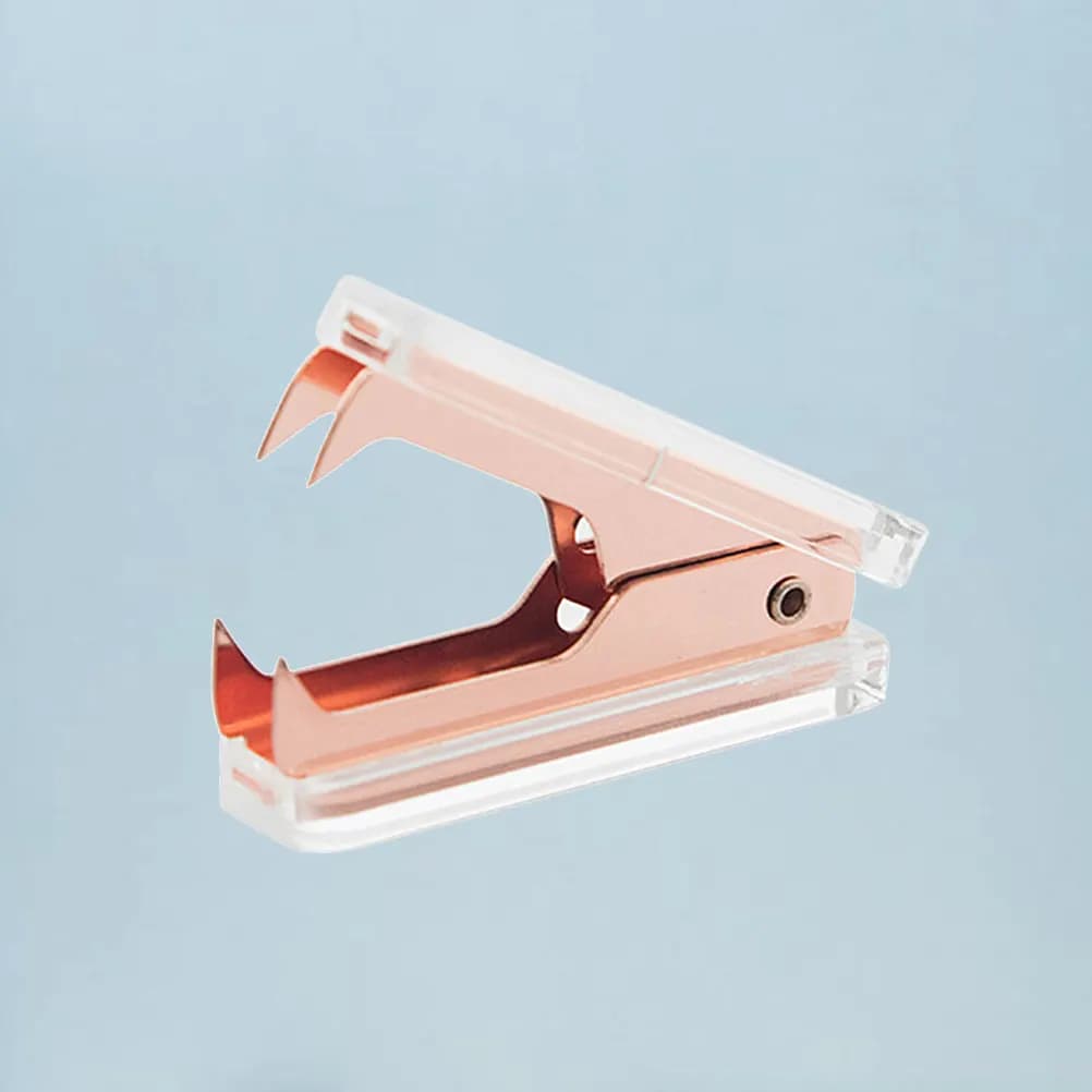 Premium Rose Gold Acrylic Staple Remover Stainless Steel Construction Desktop Accessory Handheld Stapler Tool