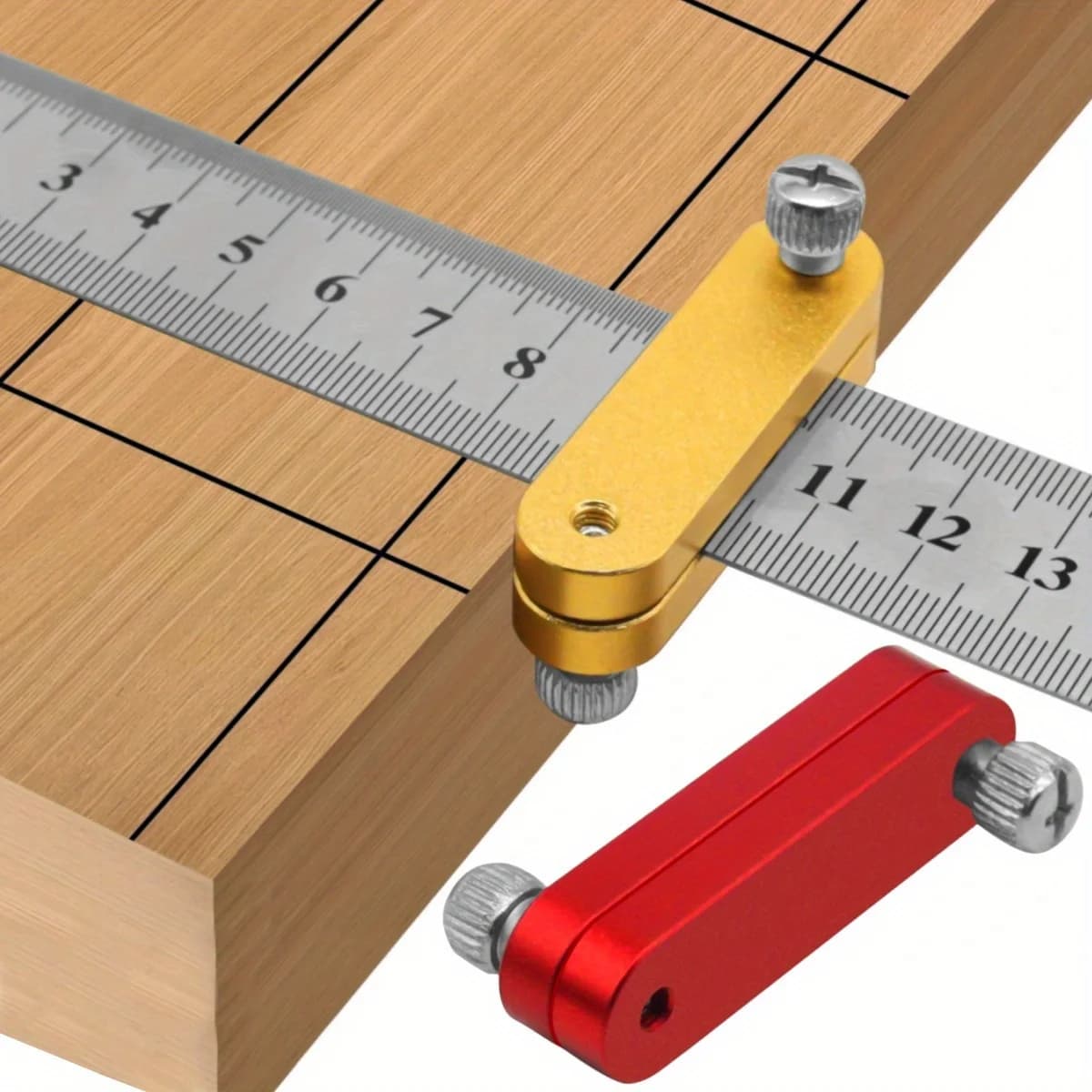 Aluminum Ruler Positioning Block Woodworking Scriber Line Marking Gauge Steel Ruler Limit Stop Locator Carpentry Measuring Tool