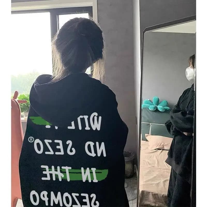 Hooded Hoodies Oversized Woman Long Sleeve Waist Slimming Length Capless Distressed Large Colors Colorblock Popular O-Neckz Ins