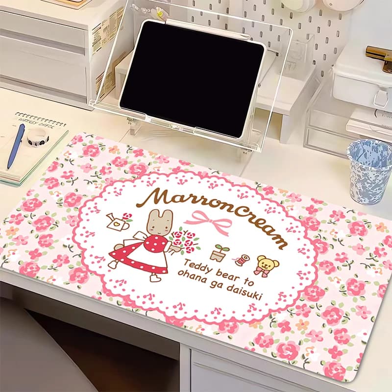 Tappetino per Mouse 90x40cm Grande, Tappetino per Tastiera da Gamer, Tappetino da Scrivania in Gomma, Tappeto Marrone Crema, Tapis Souris per Gaming, Mousepad per Notebook