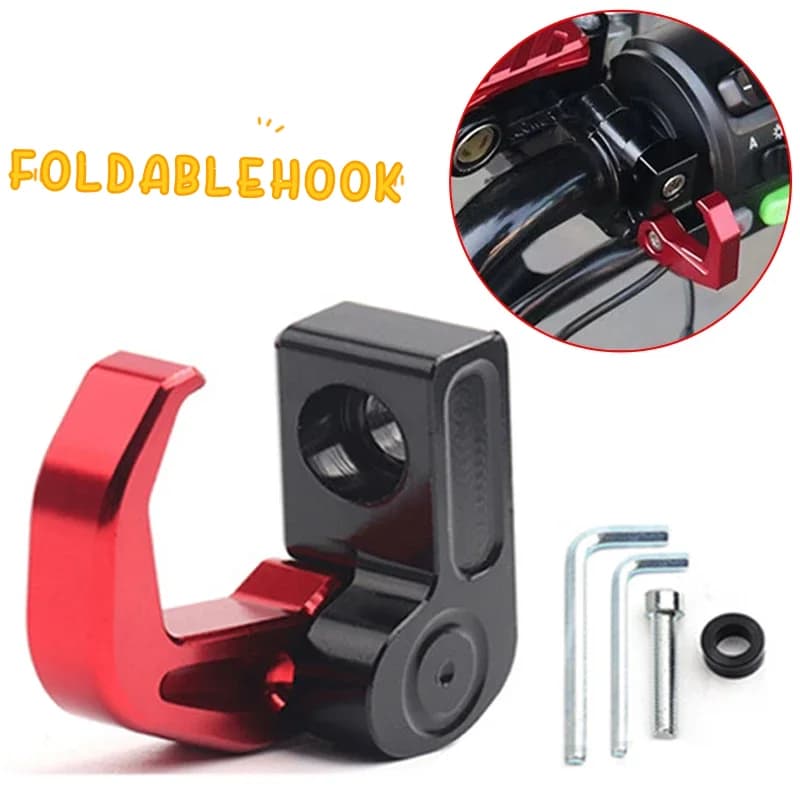 Gancio Pieghevole in Alluminio CNC per Manubrio Moto, Supporto per Casco e Borsa, Accessorio per Scooter e Bici Elettriche