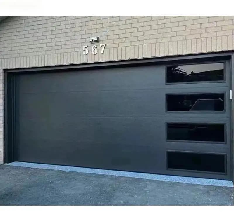 Porta garage per villa con telecomando automatico EdgyDoor - Alluminio componibile moderno personalizzato (con finestre)
