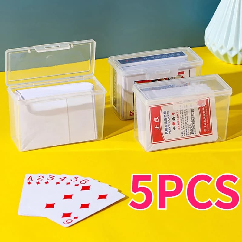 Scatola portaoggetti in plastica trasparente da 5 pezzi, multiuso, per carte da gioco, porta carte di credito rettangolare, organizer per carte di credito