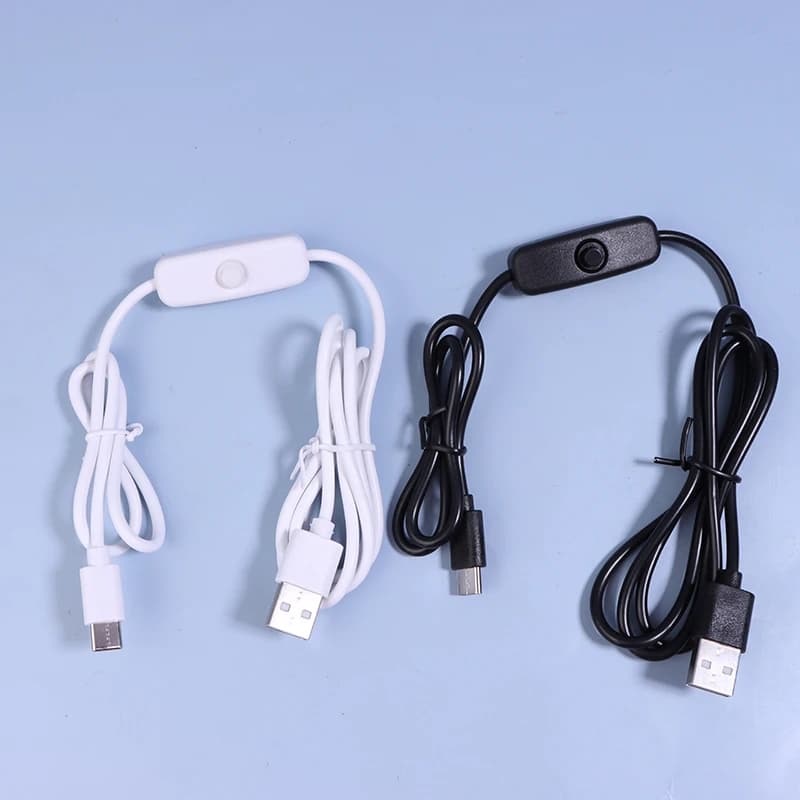 【C】1 cavo USB a Type C con interruttore, prolunga di alimentazione 5V 2A bianco/nero per controllo lampada/ventilatore