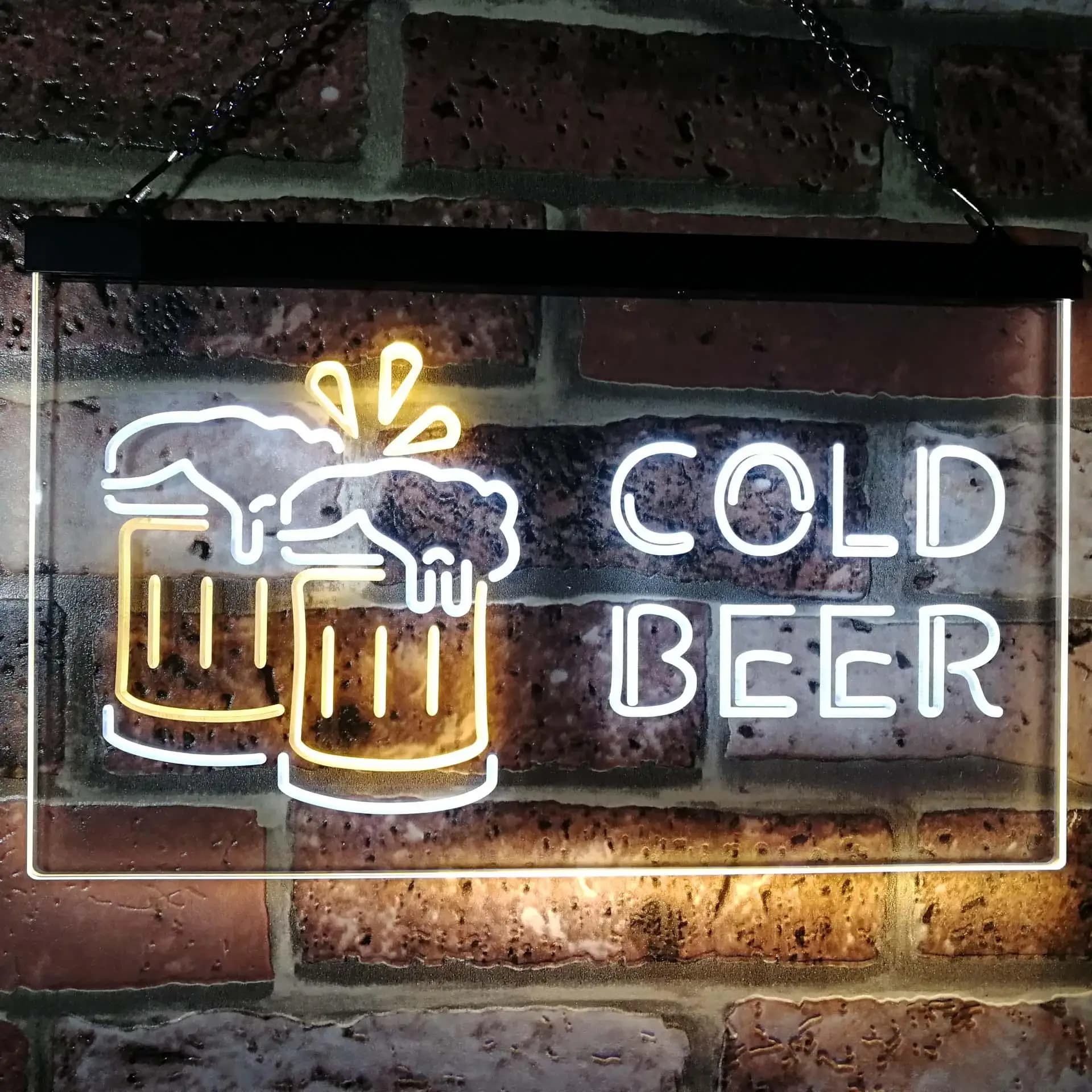 Birra fredda. Cheers Tugs Insegna al neon a LED bicolore st6-i2069